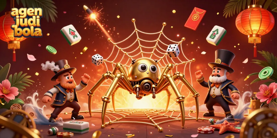 Place bets with agen judi bola amidst a thrilling 3D casino scene filled with vibrant elements.