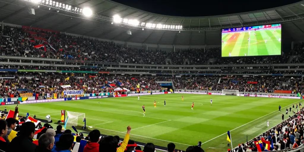 Live football match at tebakskor889.org with fans and players in action.