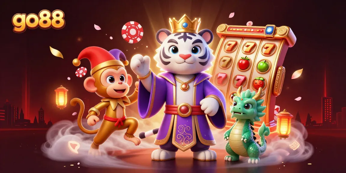 Experience thrilling gameplay with go88 as a stylish tiger, monkey, and dragon bring the casino atmosphere to life.